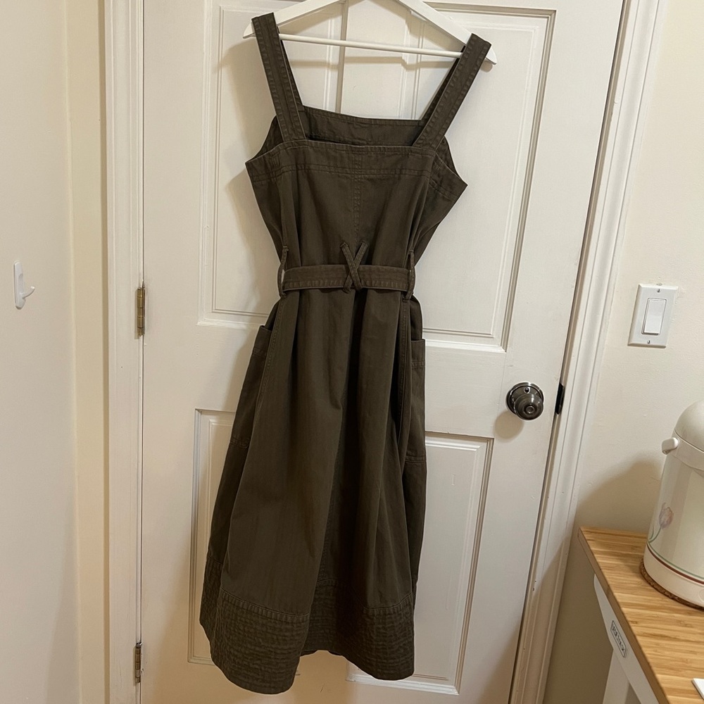 Everlane The Organic Cotton Herringbone Dress - M, Beech Olive Green - Picture 7 of 9